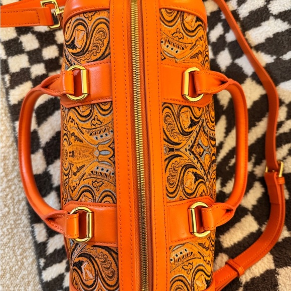 NWT Saint Joy leather Orange Patterned Handbag - Picture 4 of 16